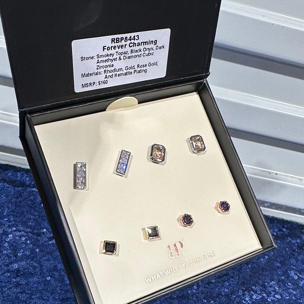 Forever Charming Mixed Gemstone Earring Set in Gold & Silver Tones